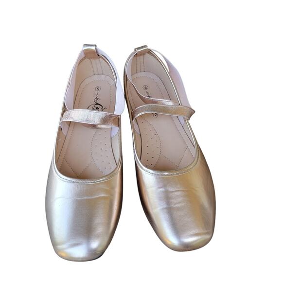 SOLE MATES Gold Metallic Ballerina Flats Size 9 - Picture 7 of 16